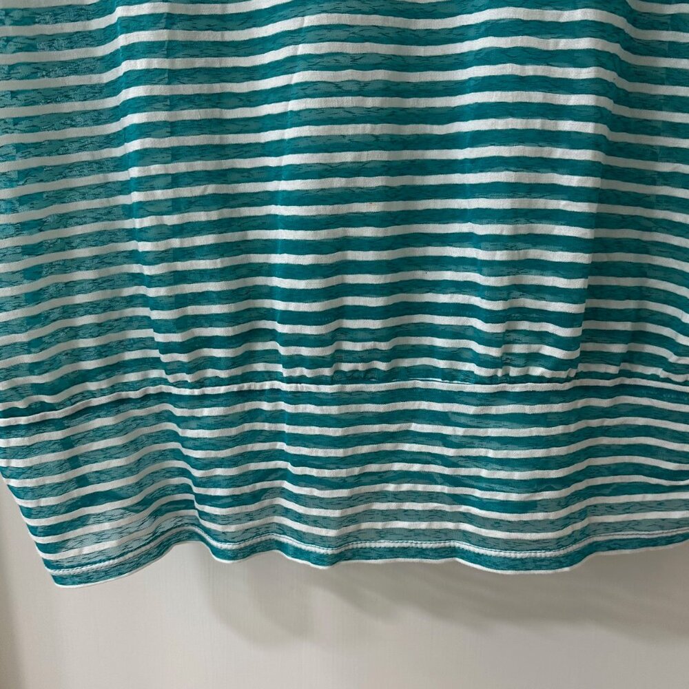 Lane Bryant Teal & White Striped Lightweight Tee, Size 18/20 - Picture 3 of 5